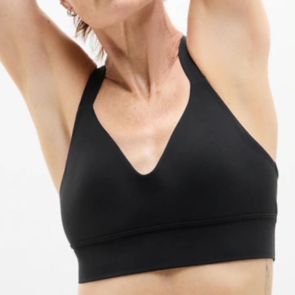 Athleta Bundle (2) Perfect Form Longline Women's Sports Bra Bundle Black/Green L